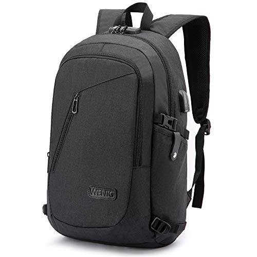 Detalle de Antivol Sac à Dos Ordinateur Portable 15,6" Wenig – USB Charging, Imperméable, Noir