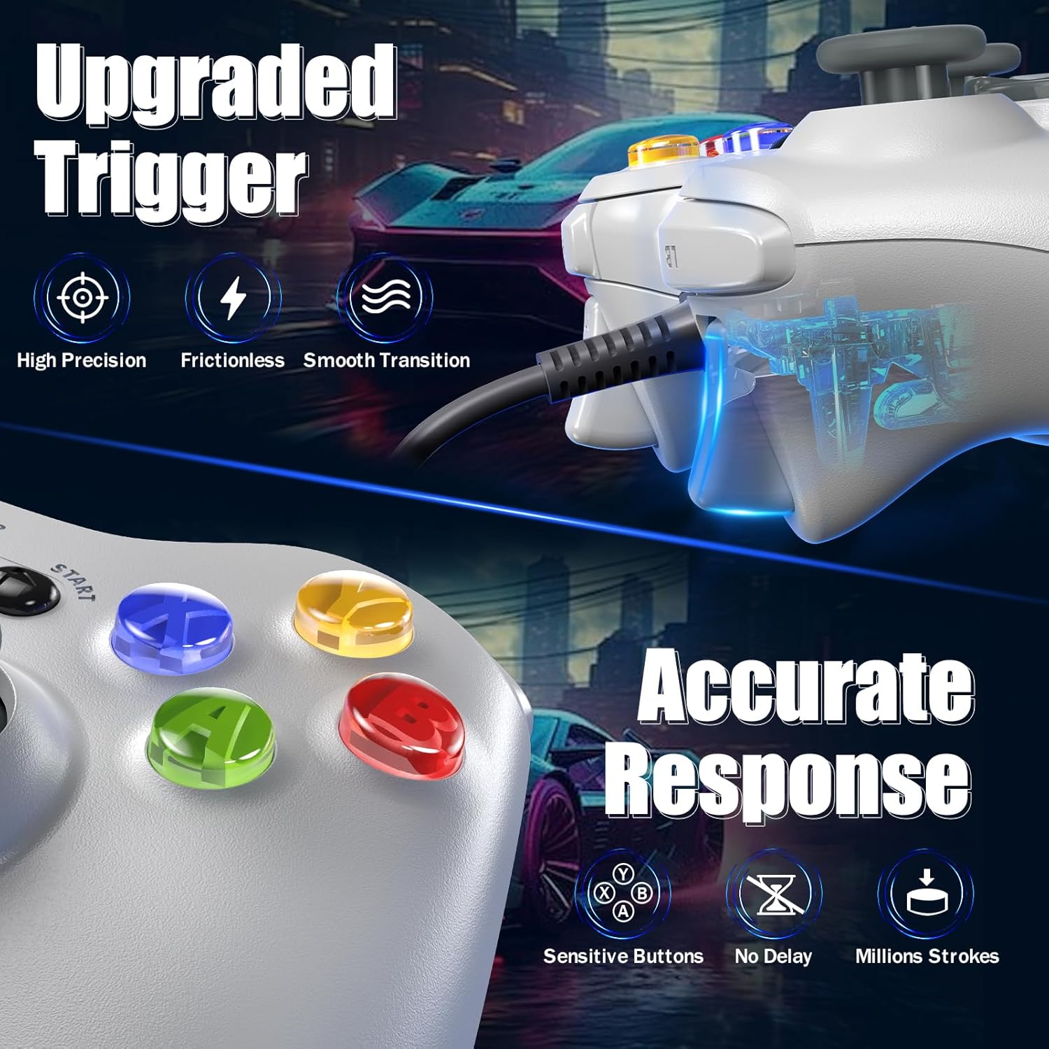 Thumbnail 4 de Gamrombo Wired Controller for Xbox 360 (2-Pack) with Dual Vibration and 2.5mm Headphone Jack