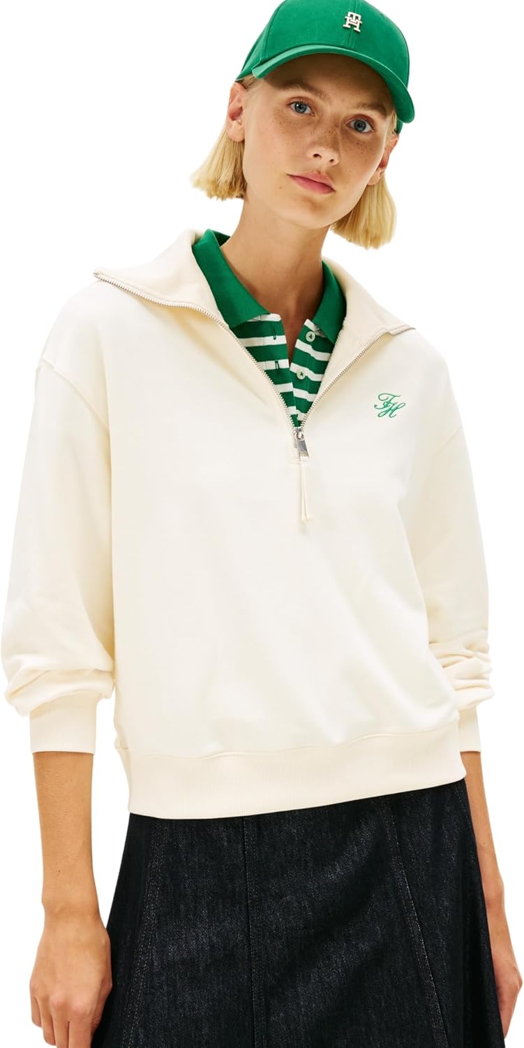 Thumbnail 6 de Tommy Hilfiger Women's TH Script Half Zip Terry Sweatshirt