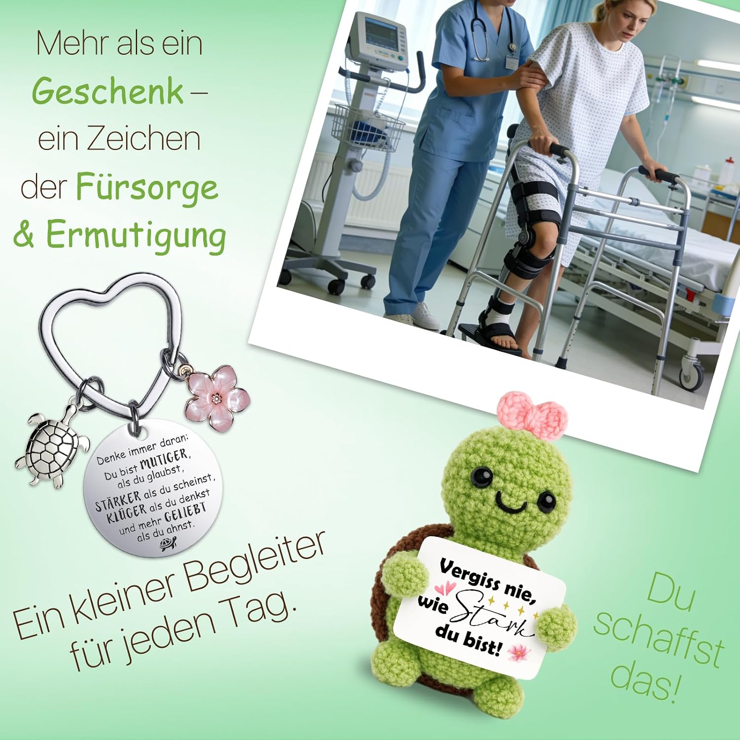 Thumbnail 6 de Farbeele Mutmacher-Geschenk: Positive Schildkröte mit Glücksbringer-Schlüsselanhänger