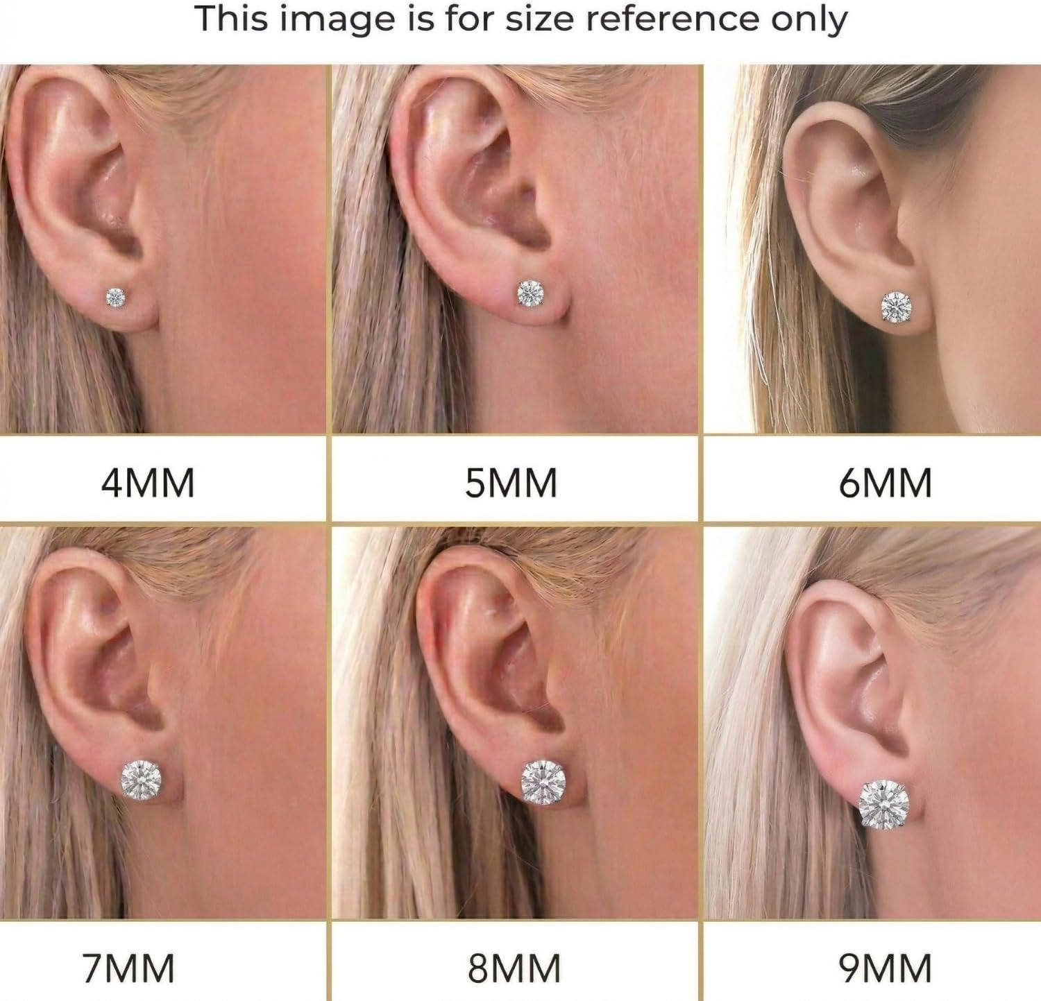 Detalle de TJC Moissanite Solitaire Stud Earrings – 7mm Lab-Created Diamond, 925 Sterling Silver with Gold Plating