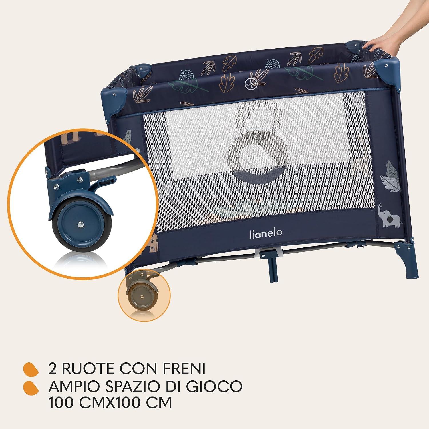 Thumbnail 4 de Lionelo BONNIE Box bambini pieghevole 100x100 cm: sicurezza, comfort e versatilità dalla nascita a 15 kg