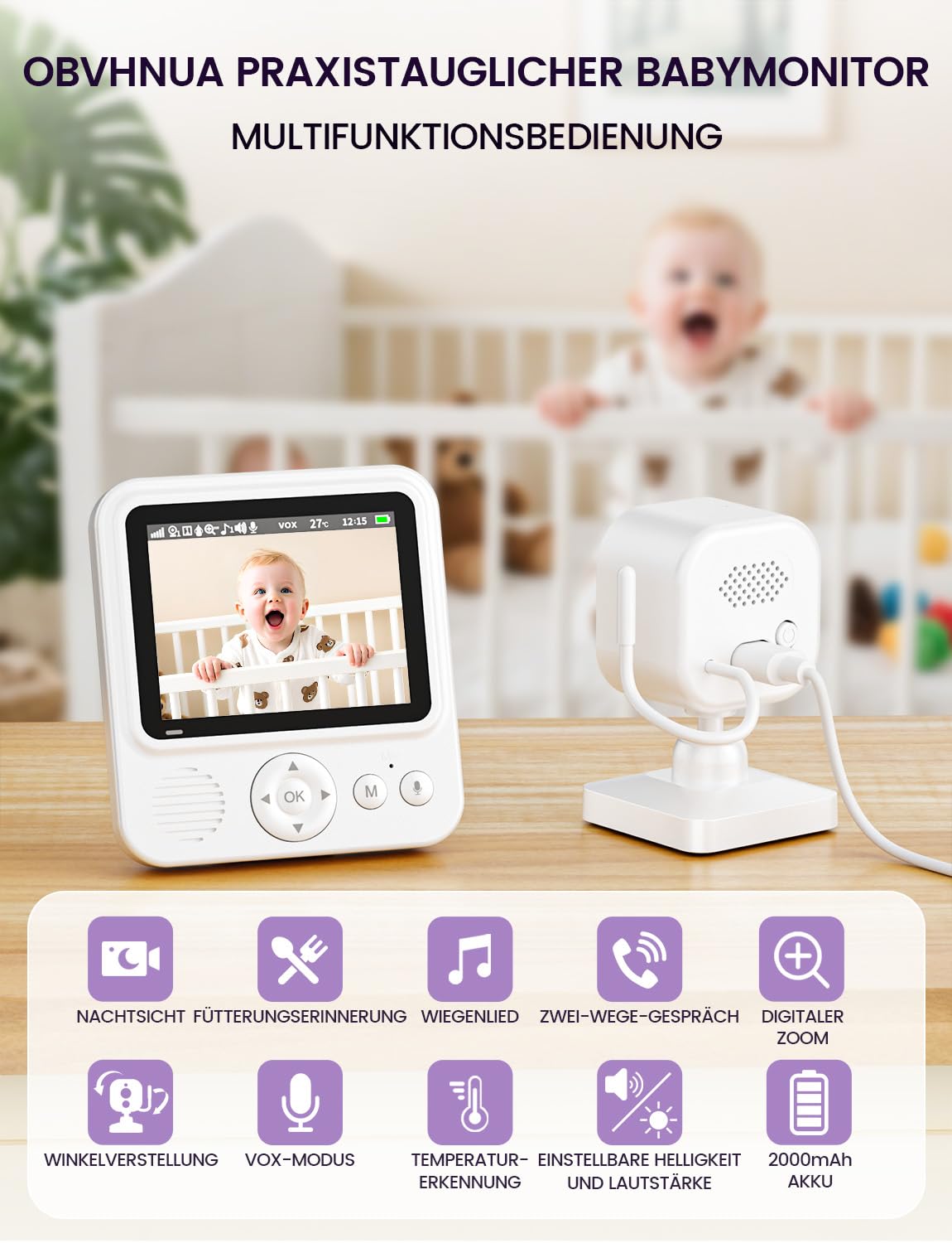 Thumbnail 1 de OBVHNUA Babyphone 2,8-Zoll