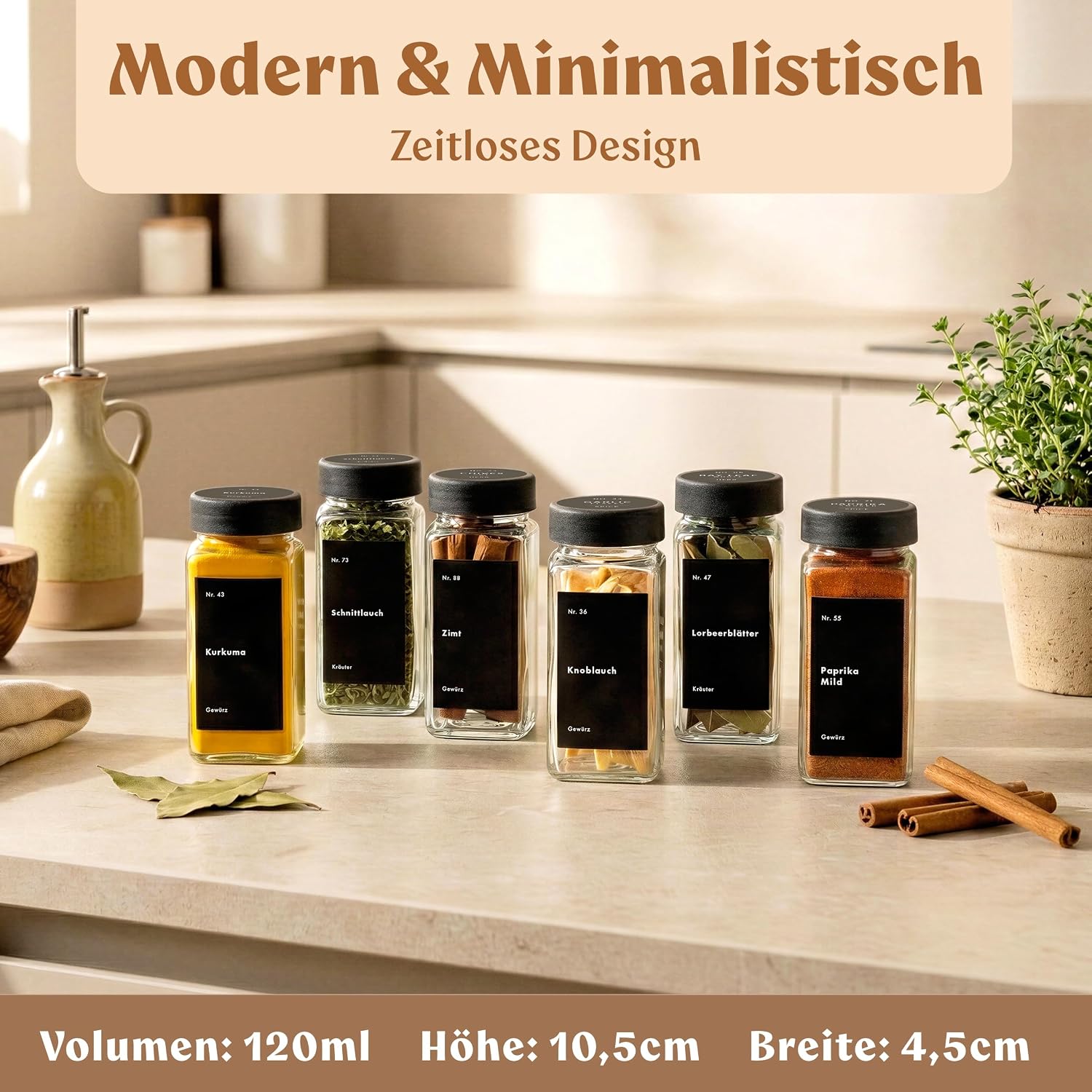 Detalle 2 de EDELHAUS Gewürzgläser Eckig Set 24x120ml