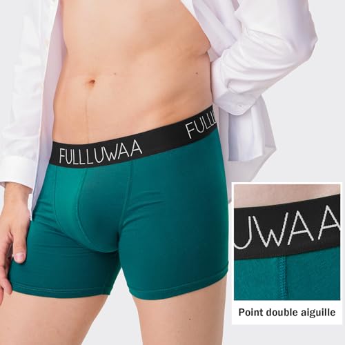 Detalle de Fullluwaa Boxer Homme Coton Lot de 8 – Doux Confortable avec Ceinture Élastique et Étiquette Absente