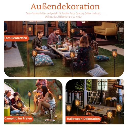 Detalle de CNMTCCO Solarlampen für Außen – 6er-Set mit realistischem Flammeneffekt, IP65, kabellos