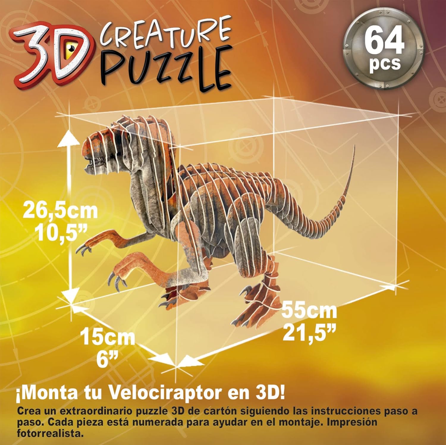 Thumbnail 2 de Educa Puzzle 3D Velociraptor 🦖 Set de construcción de Dinosaurios