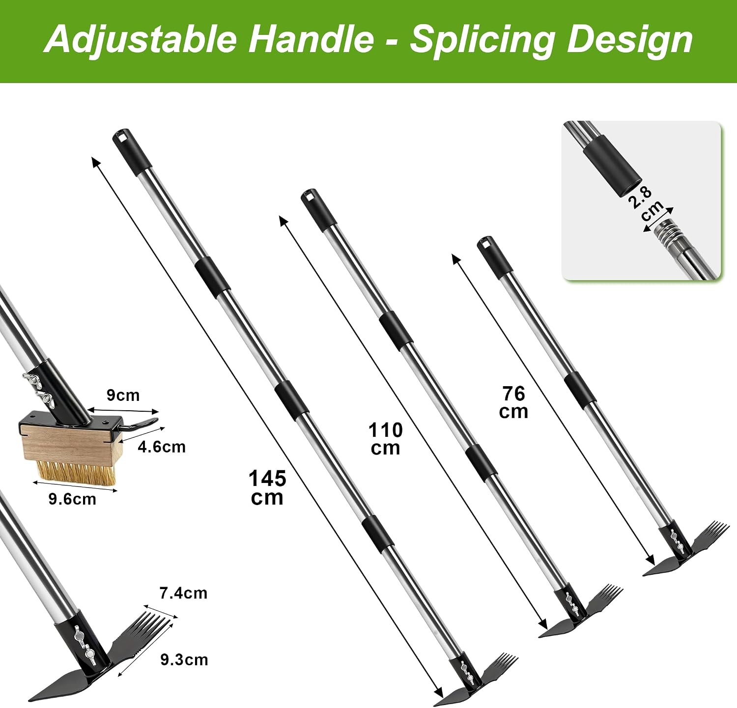 Thumbnail 4 de 2 in 1 Weed Remover Brush and Garden Hoe with Long Handle – Stainless Steel Moss & Weed Control Tool
