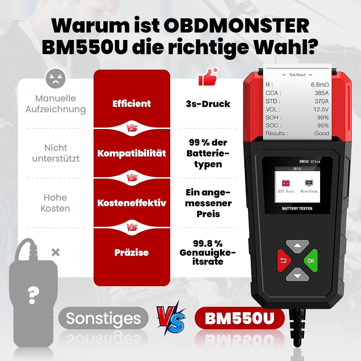 Thumbnail 6 de BM550U Autobatterietester mit Drucker – 6V/12V/24V