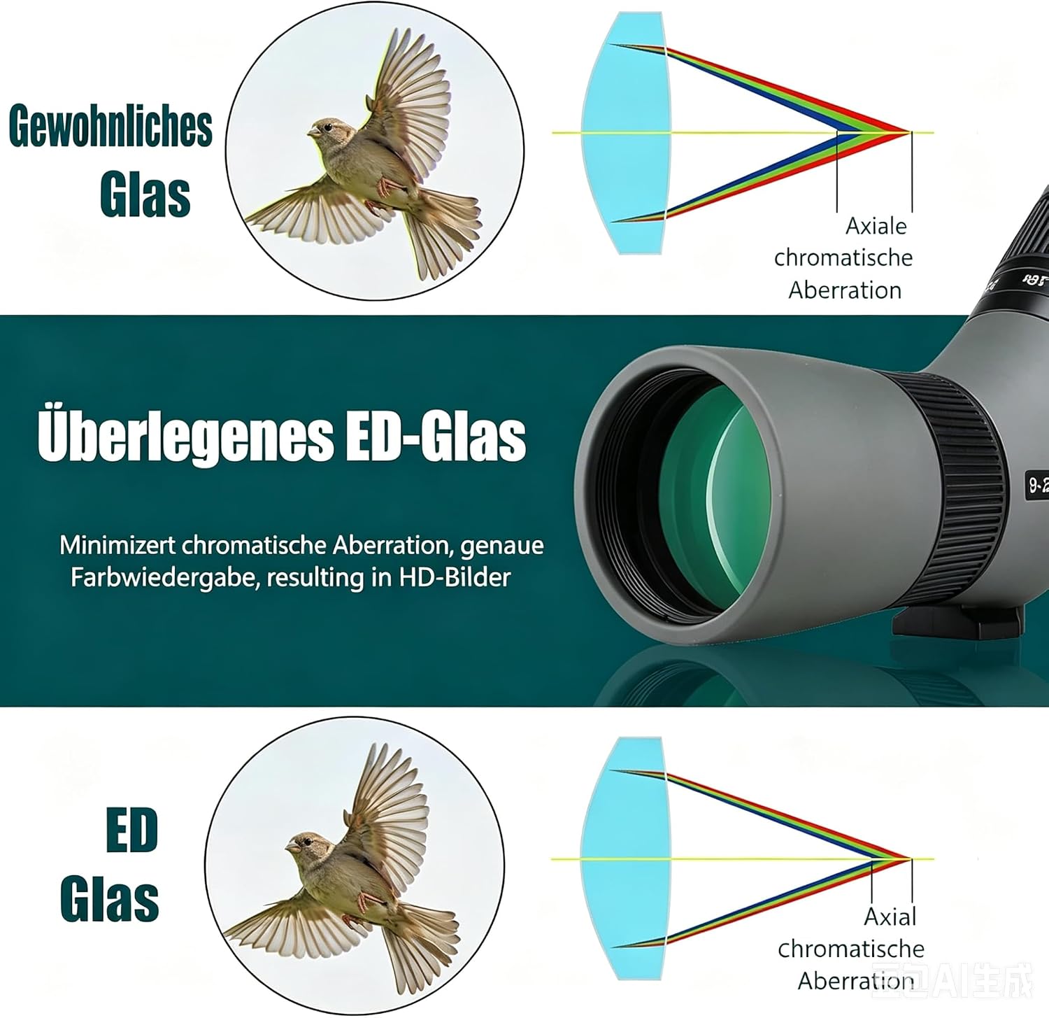 Detalle de SVBONY SV410 Spektiv 9-27x56 ED – ultrakompakt, leicht und vielseitig