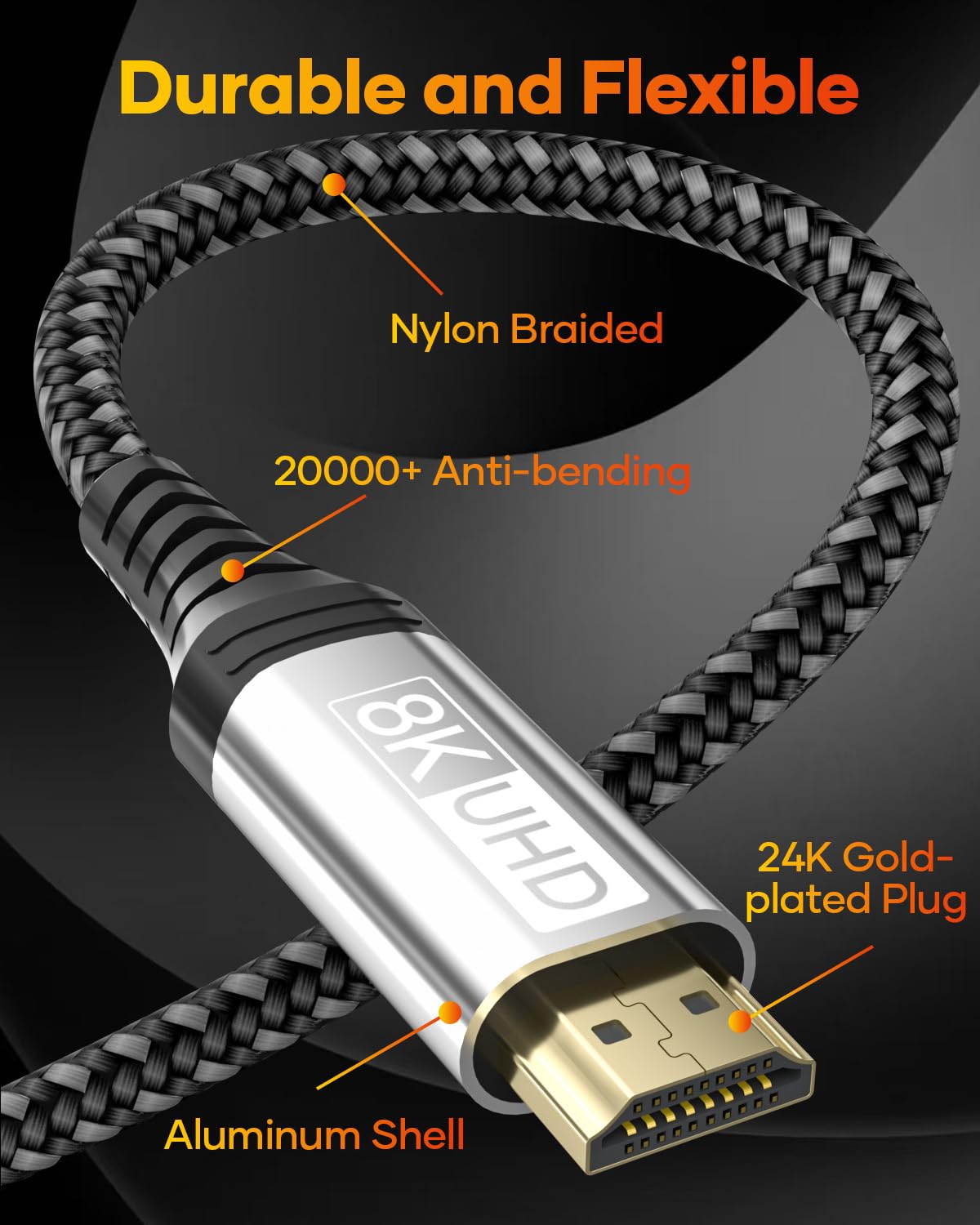 Thumbnail 5 de layajia HDMI 2.1 Kabel 5m – 8K/4K Ultra High Speed, 48 Gbps, VRR/eARC