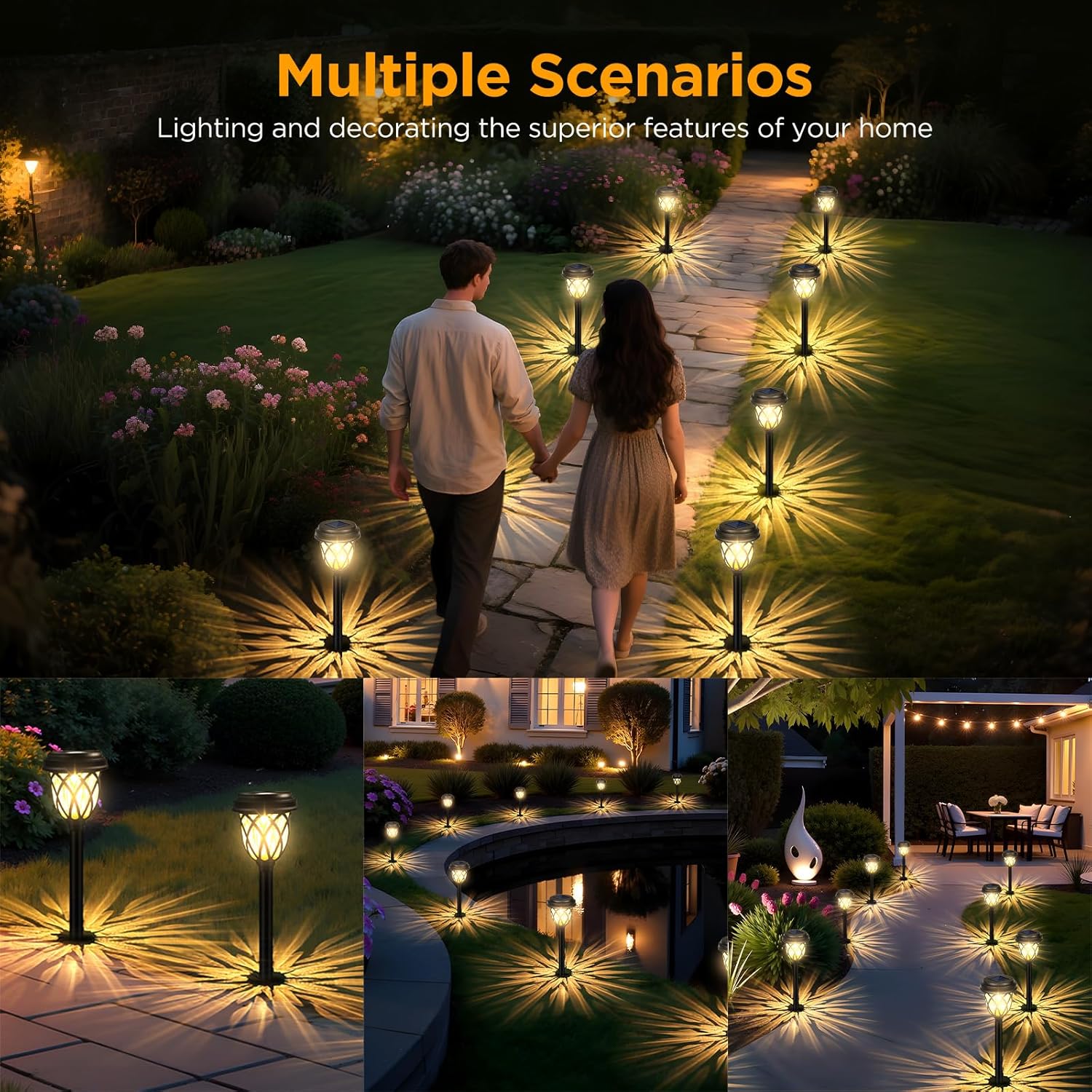 Detalle de HELESIN Luci Solari da Giardino (6 pezzi) – Lampade LED solari per esterni, bianco caldo, IP44