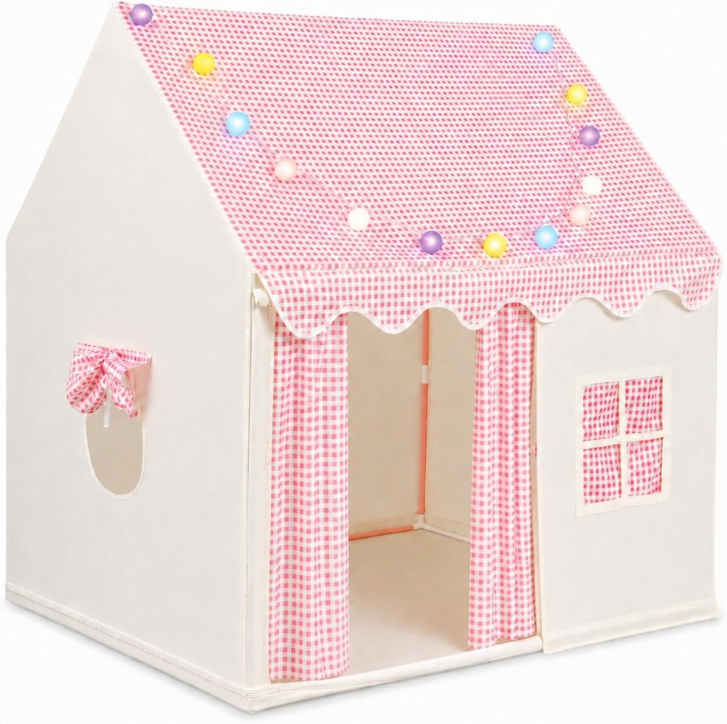 Detalle de ALLmeter BY046 Kids Play Tent with Lights, Pink Polyester and Metal Frame