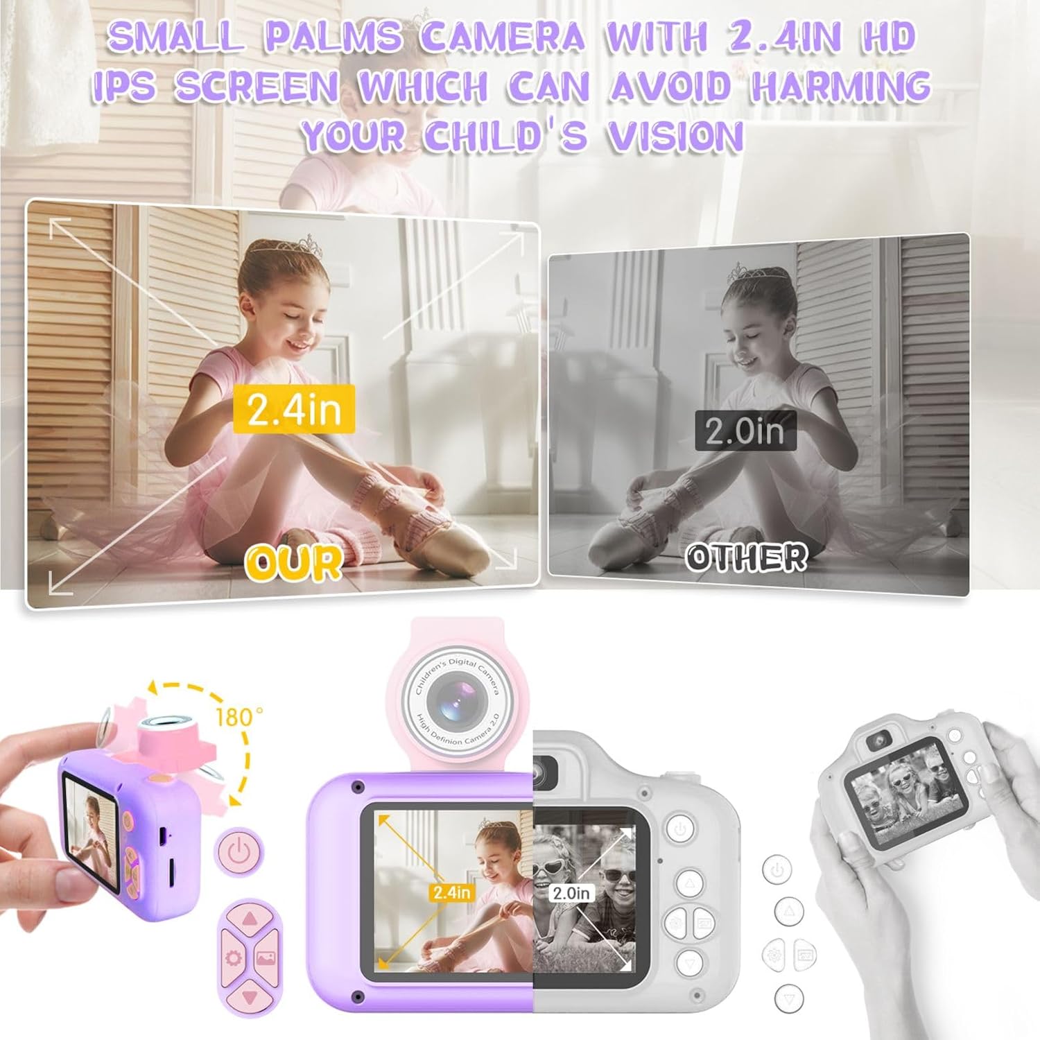 Thumbnail 2 de ARNSSIEN X101 Kids Digital Camera Toy with 180° Flip Lens and 2.4in IPS Screen (32GB TF card included)