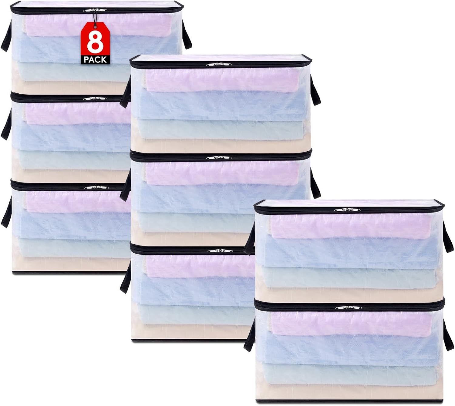 Detalle de Lifewit 23127 förvaringspåsar, 60 l, transparent PP, 8-pack