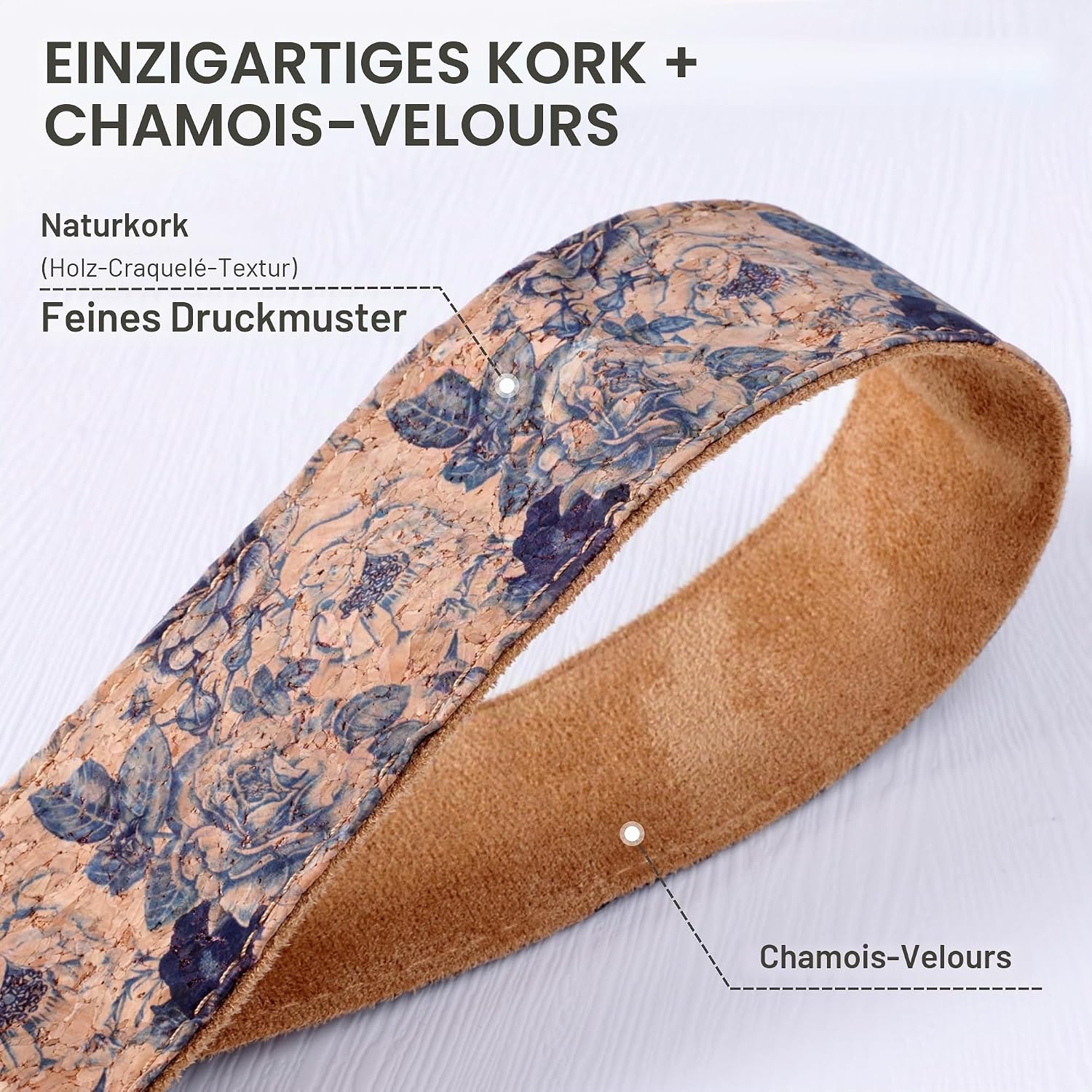 Detalle de Padwa Lifestyle 2" Breiter Cord & Samt & Kork Kameragurt – breiter Schultergurt mit Korkband
