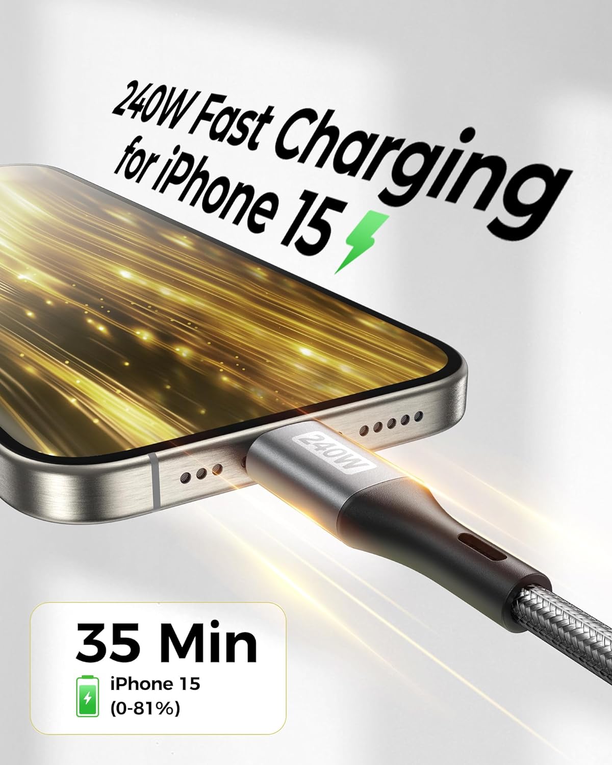 Thumbnail 1 de Silkland 240W 100W Short USB-C to USB-C Cable (1FT, 2-Pack) for Fast Charging