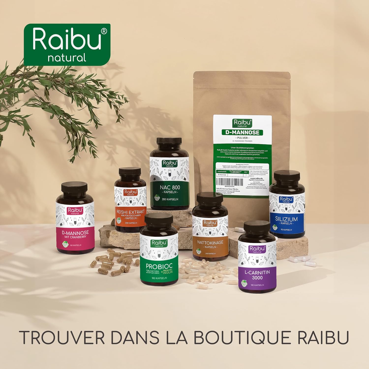 Thumbnail 6 de D-Mannose Raibu Pur 2100 mg par Dose Quotidienne Fortement Dosée – Végan, Canneberge et Vitamine C, 160 gélules