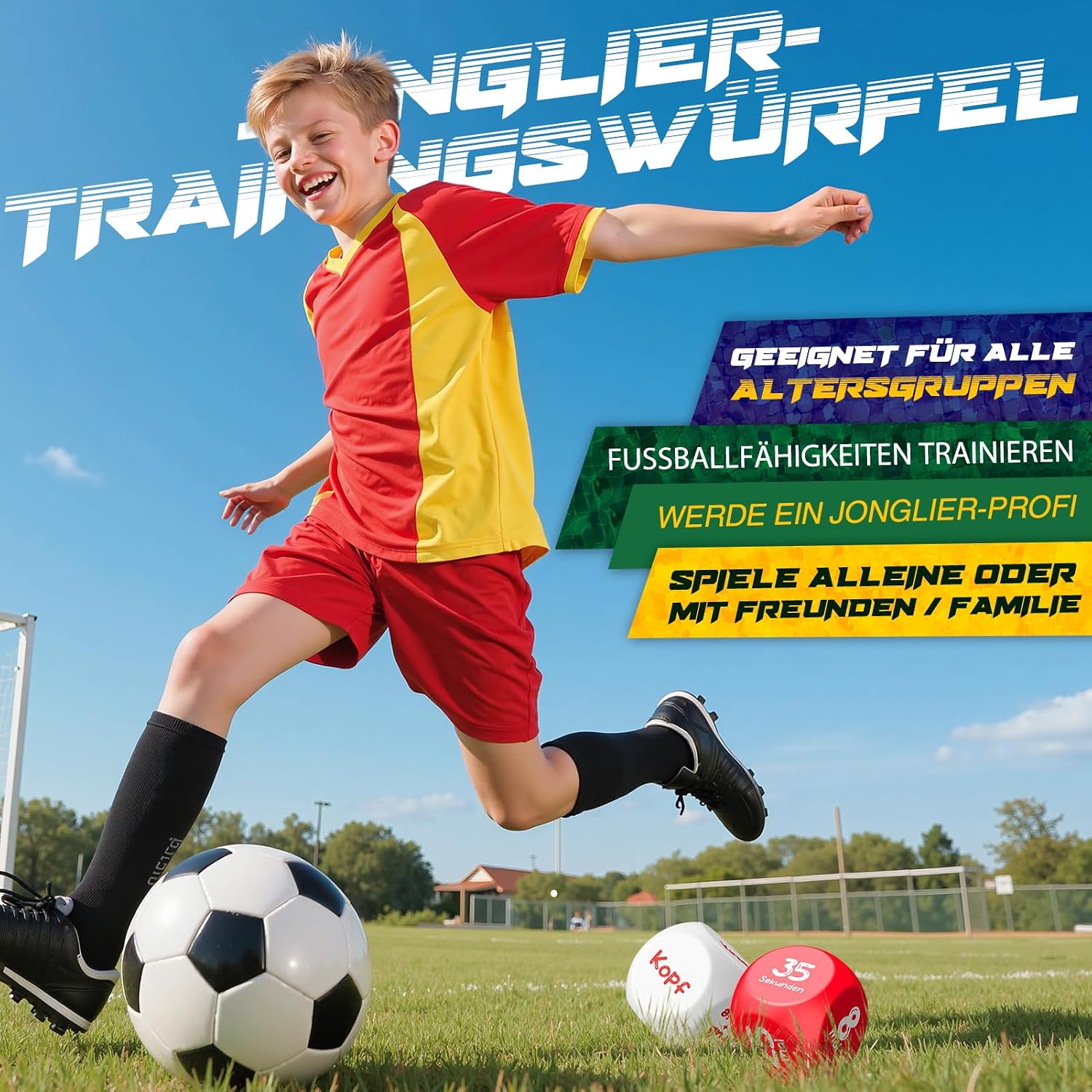 Thumbnail 1 de HappyKidsClub Fussball Trainingszubehör – 2er Set Würfel inkl. Trainingsideen (EVA)