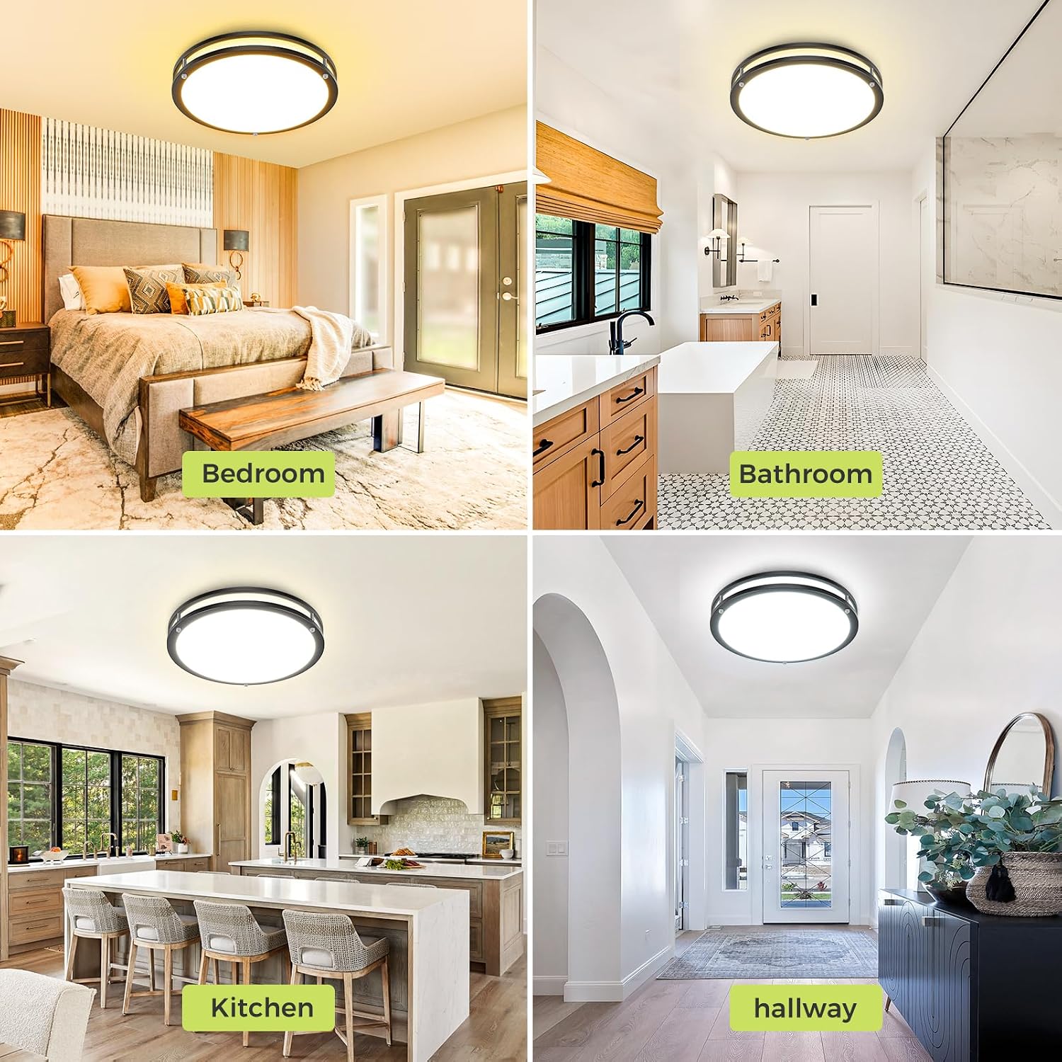 Thumbnail 6 de hepside 16-Inch 30W LED Flush Mount Ceiling Light, Black, 5 CCT, Dimmable