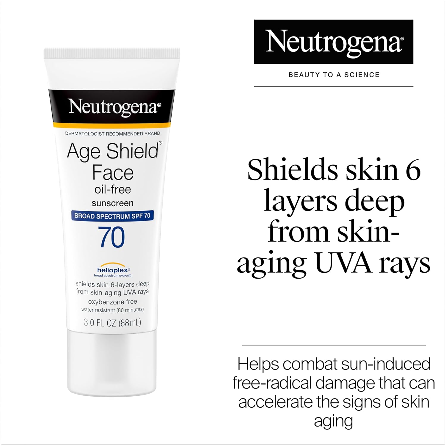 Detalle 2 de Neutrogena Age Shield Facial Sunscreen SPF 70, 3 oz