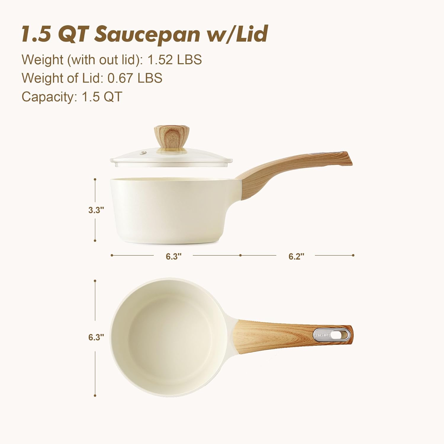 Thumbnail 6 de SENSARTE Ceramic Nonstick Sauce Pan 1.5 Quart