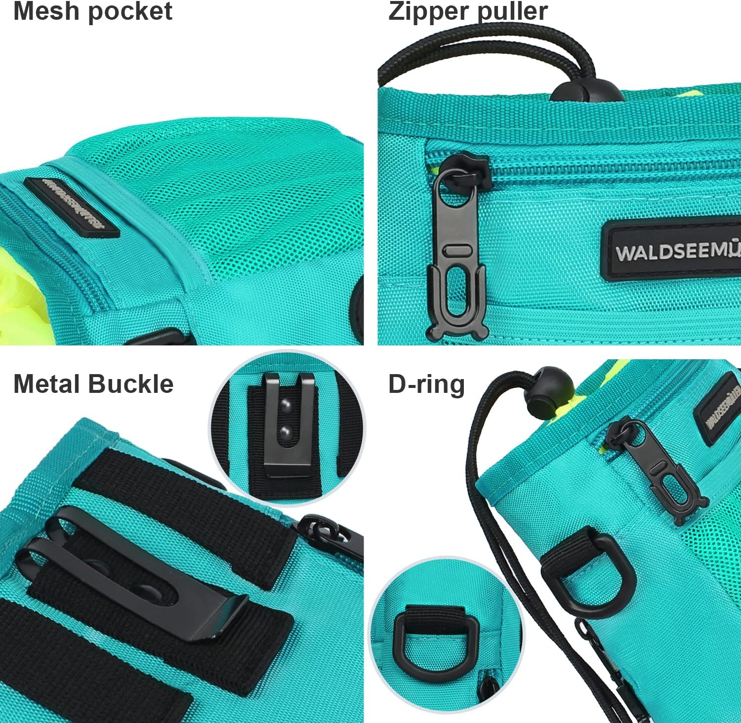 Detalle de Waldseemüller Dog Treat Pouch: Multi-pocket Walking Bag in Light Green