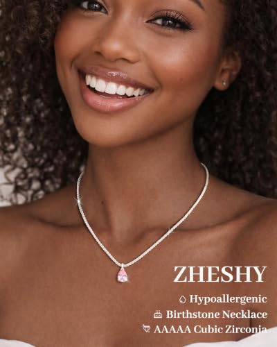 Thumbnail 2 de ZHESHY Collier femme avec pendentif goutte, pierre de naissance et plaqué or 18 carats