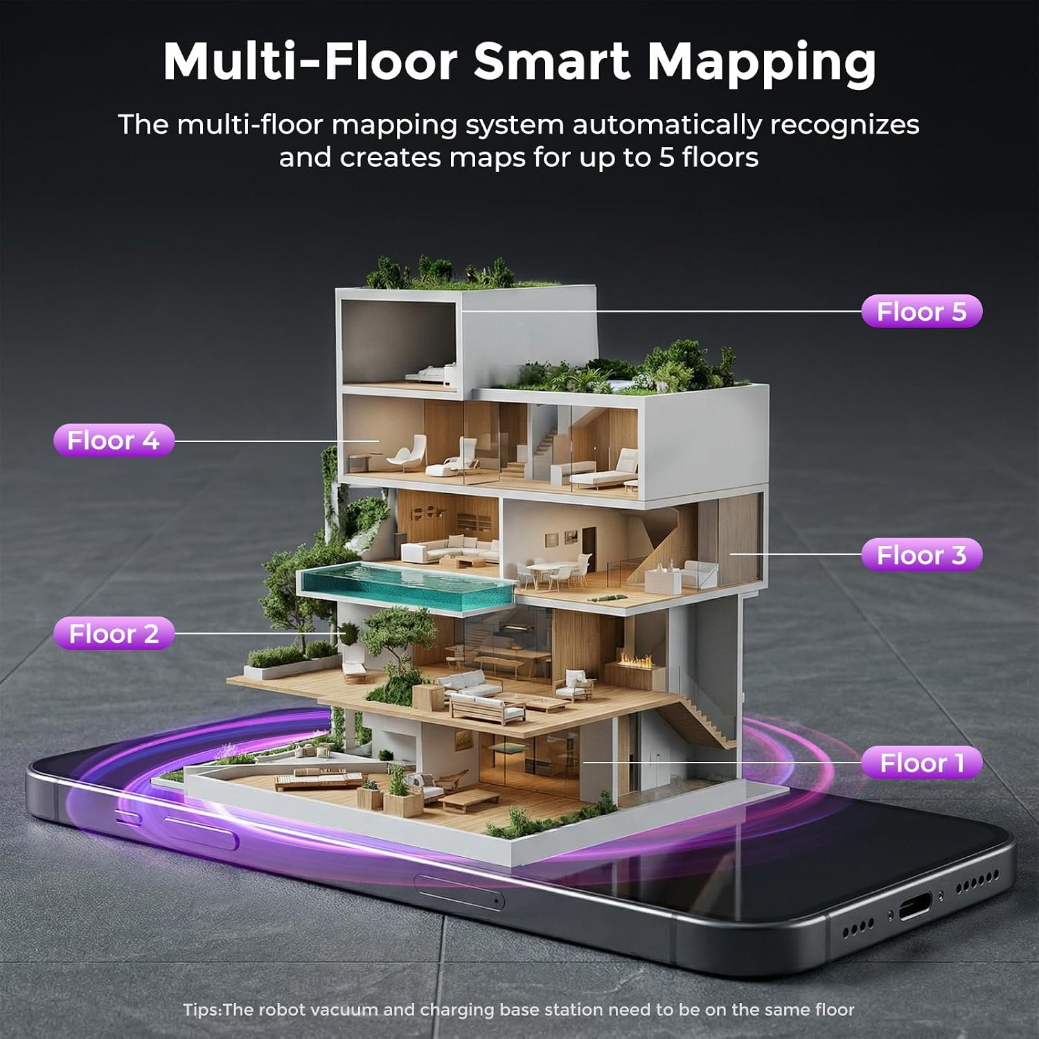 Detalle 1 de Robot Vacuum and Mop, 18,000Pa Suction