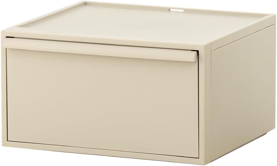 Detalle de ライクイット CS-WD2 クローゼット収納ケース ワイドM ベージュ不透明・上部取っ手付き