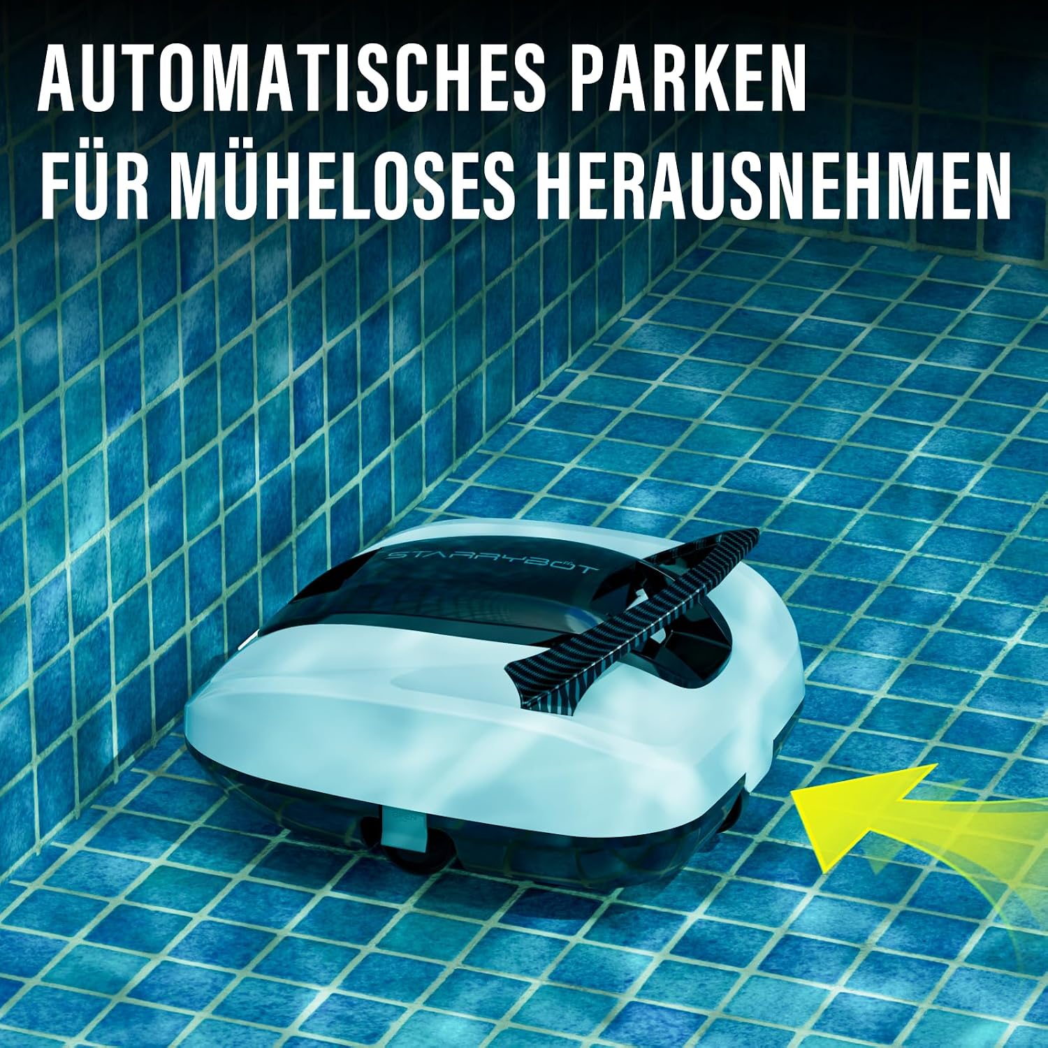 Detalle de STARRYBOT Akku Poolroboter – kabelloser Reinigungshelfer für Aufstellpools bis 84 m²