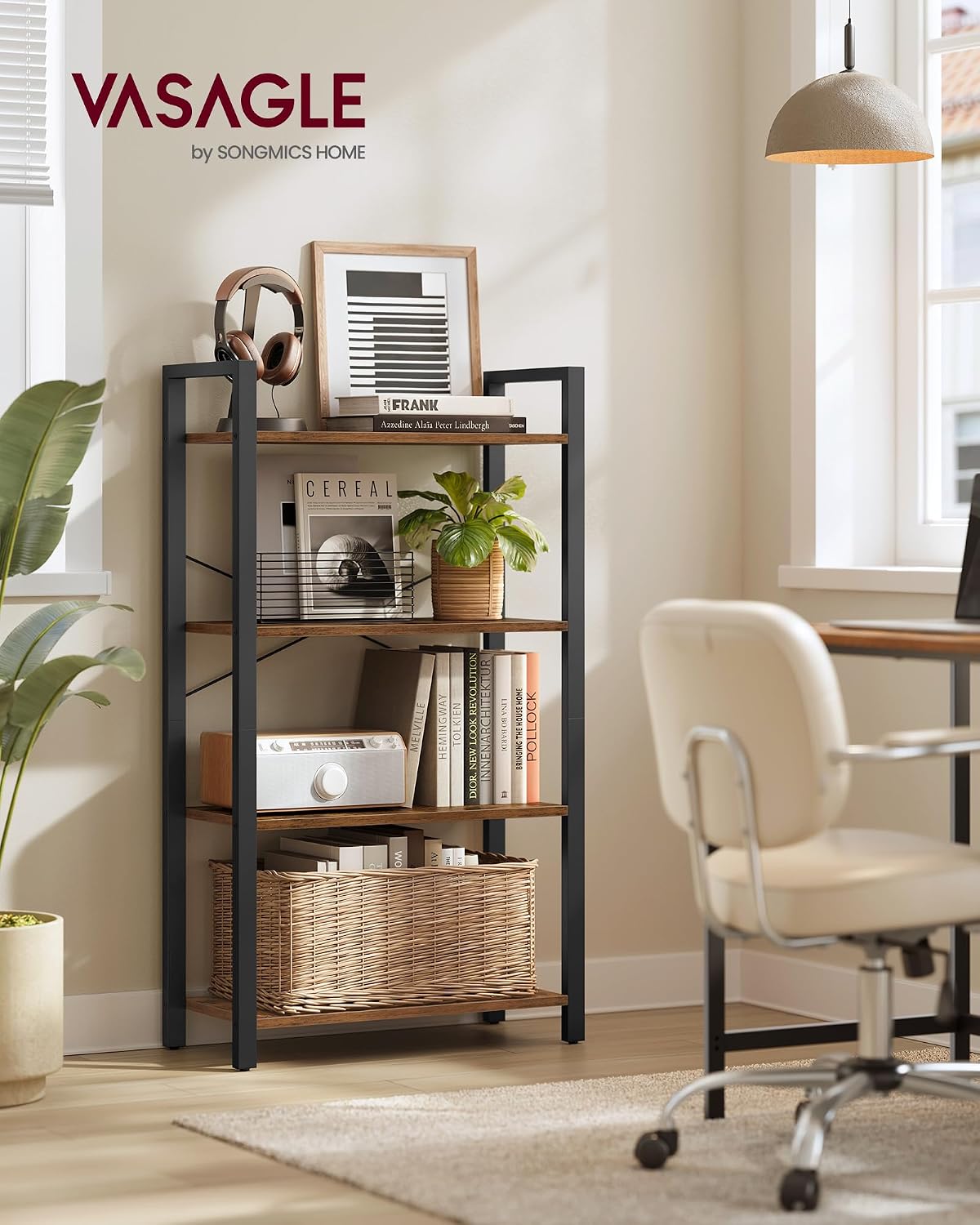 Detalle de VASAGLE BARNET LLS60BX 4-Tier Bookshelf, 66 x 30 x 120 cm