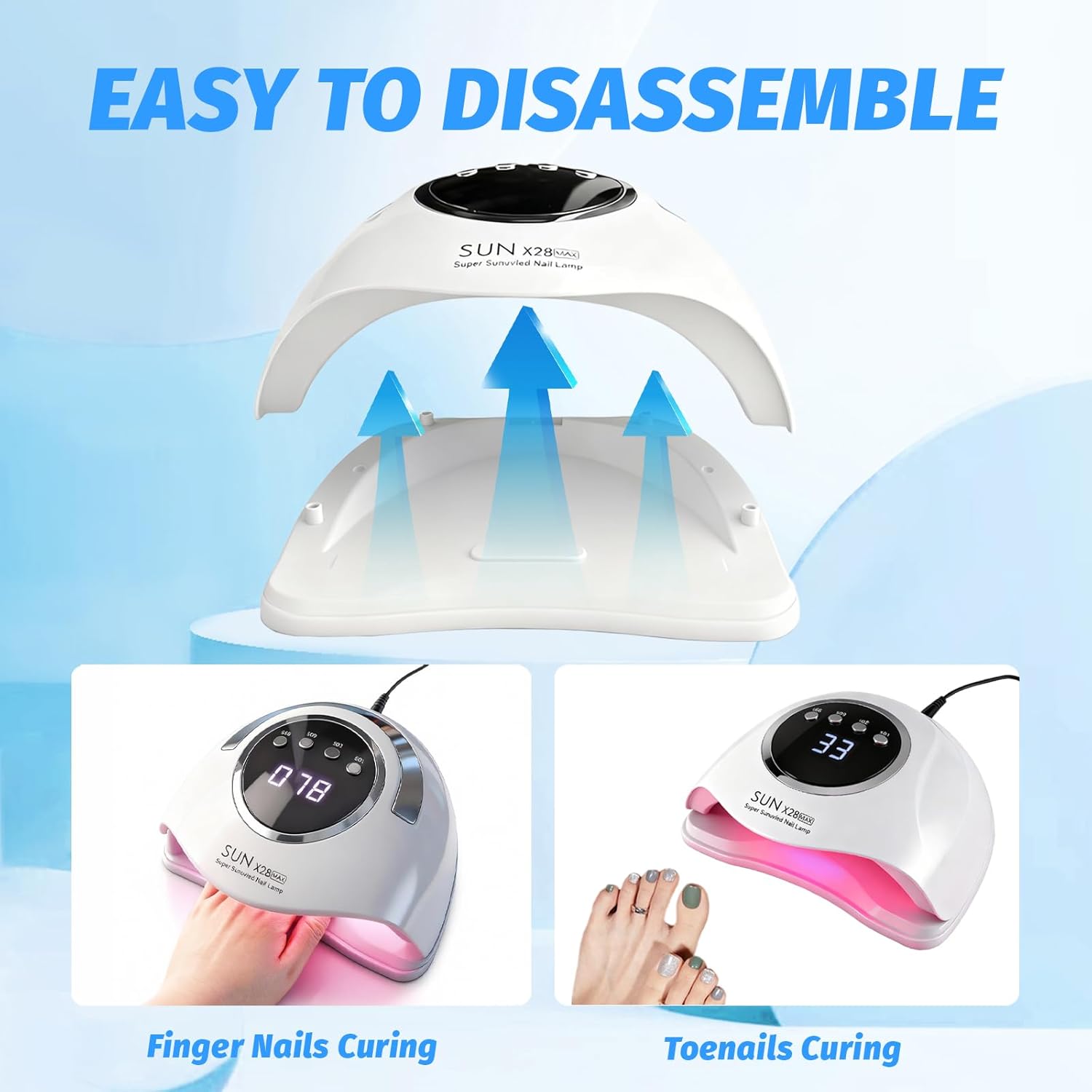 Detalle de Lampe à ongles LED UV professionnelle 500 W avec 90 LED – capteur intelligent et 4 minuteries
