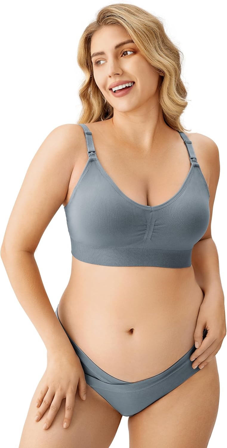 Detalle de HBselect Women Maternity Bras 5 Pack: Seamless Nursing Bras for Breastfeeding & Pregnancy