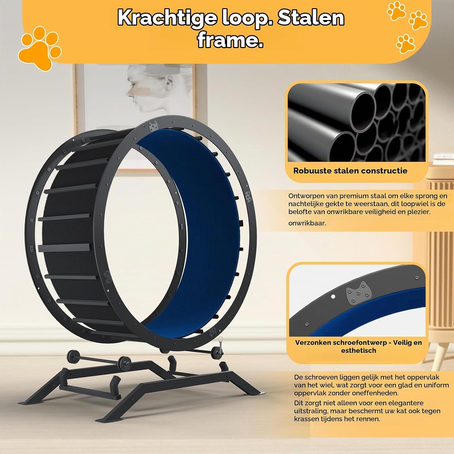 Thumbnail 6 de GTPLAYER PET-CEW01-FR kattenwiel van metaal, XL 100 cm, blauw