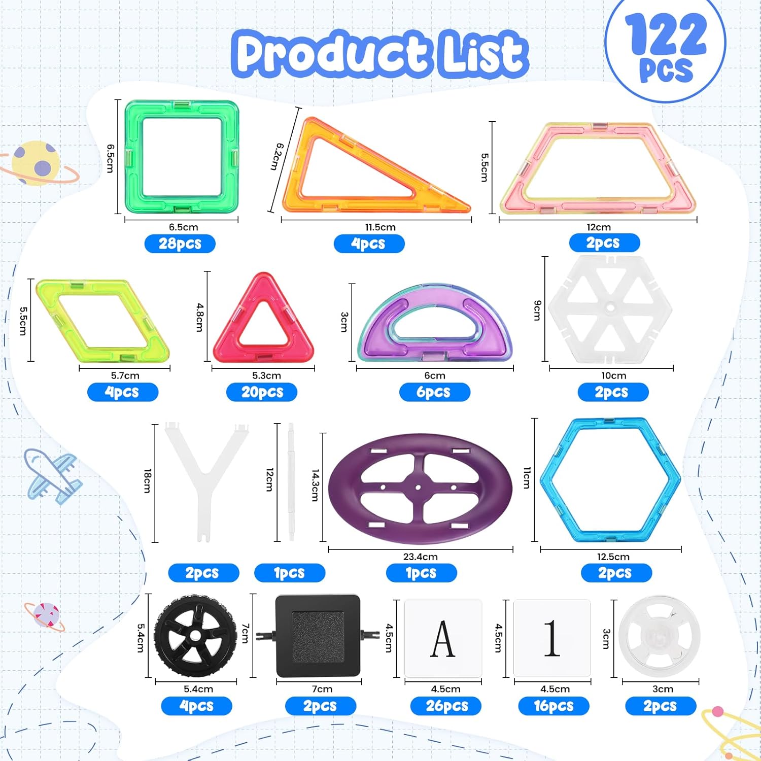 Thumbnail 4 de aaczly Blocs de construction magnétiques 122 pièces (3D) – jouet éducatif pour enfants dès 3 ans