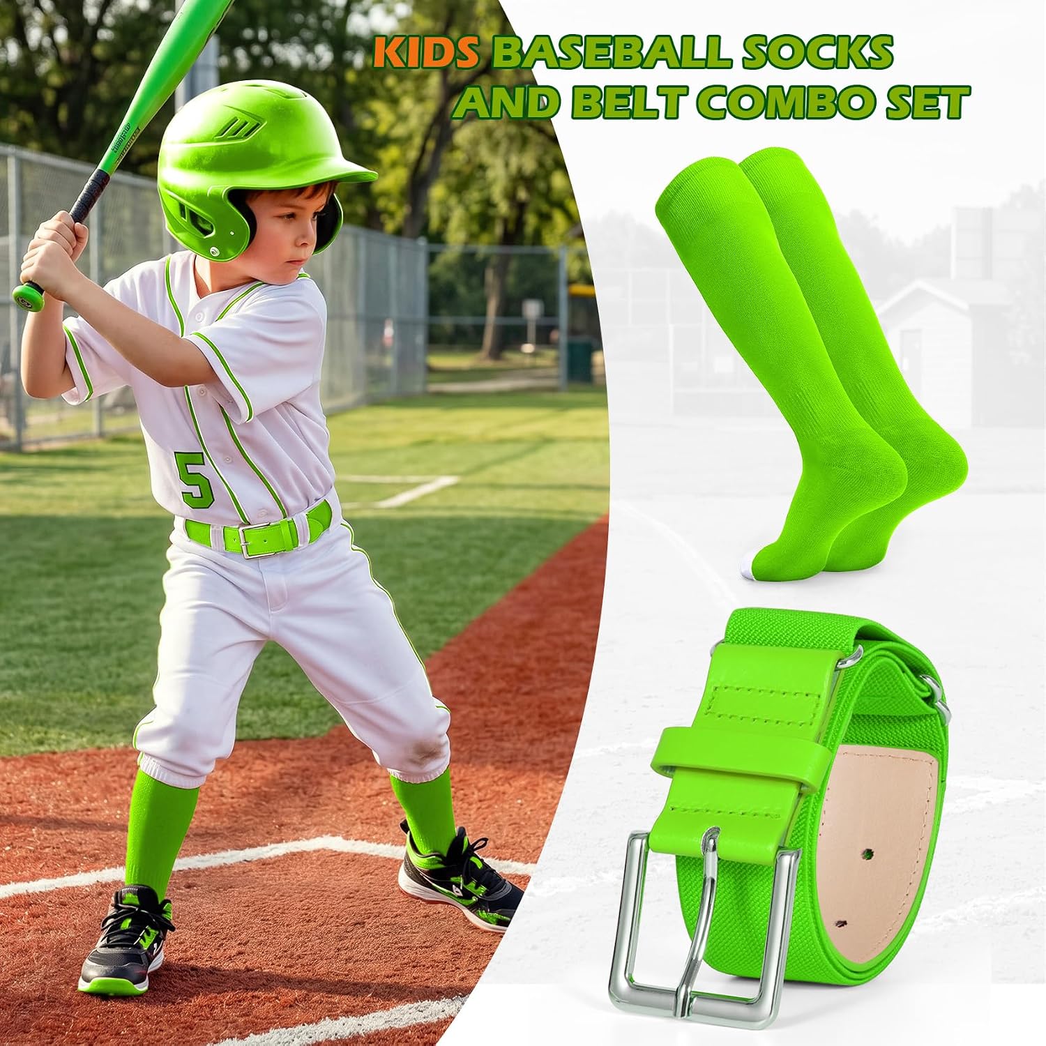Thumbnail 1 de XZQTIVE Baseball Socks and Belt Combo Set
