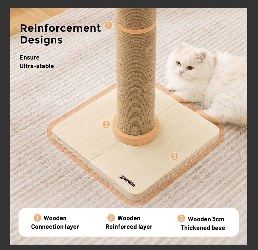 Thumbnail 2 de ZOMISIA 88cm Tall Cat Scratching Post with Sisal Rope & Dangling Balls