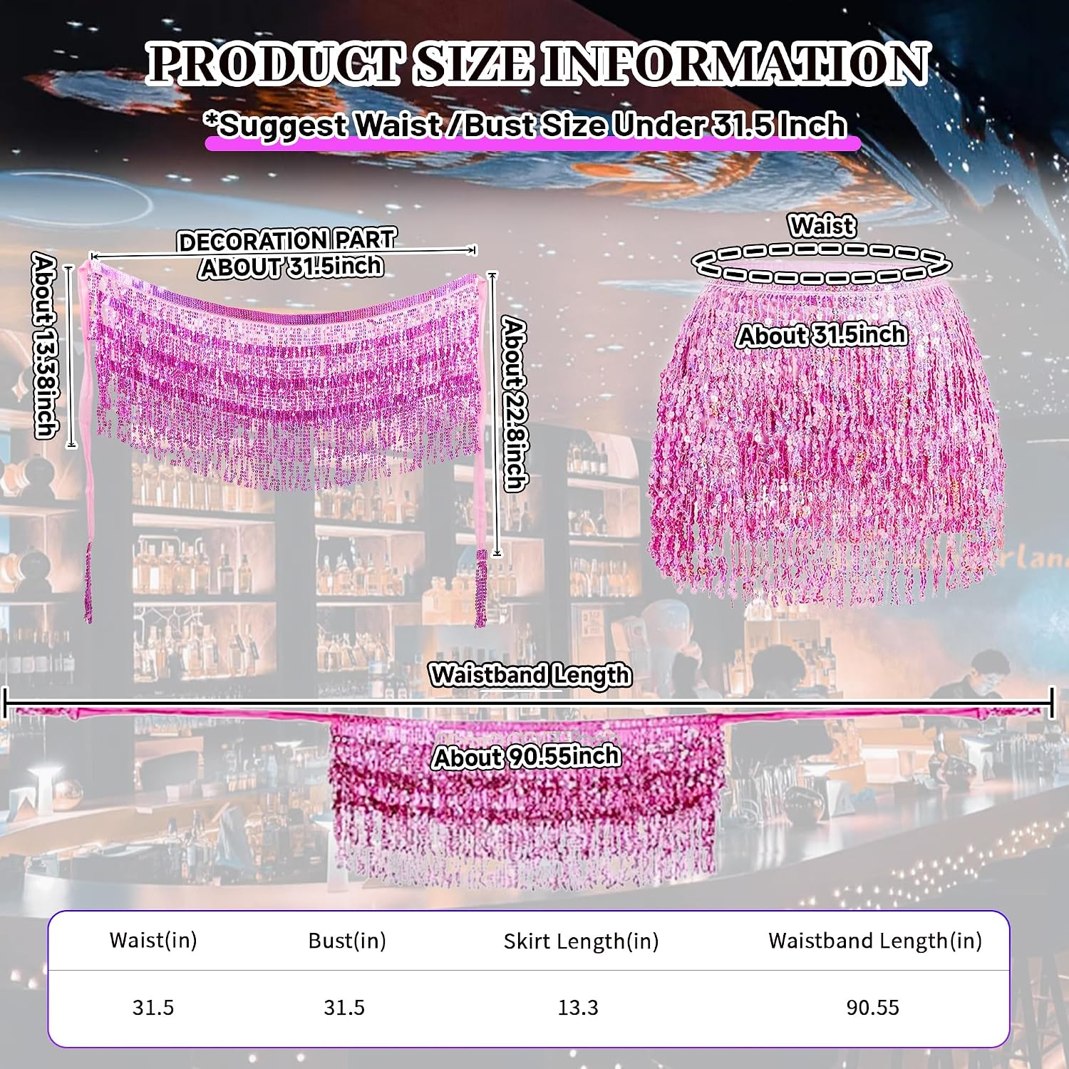 Thumbnail 2 de Baisdan Belly Dance Sequin Hip Scarf 160 cm