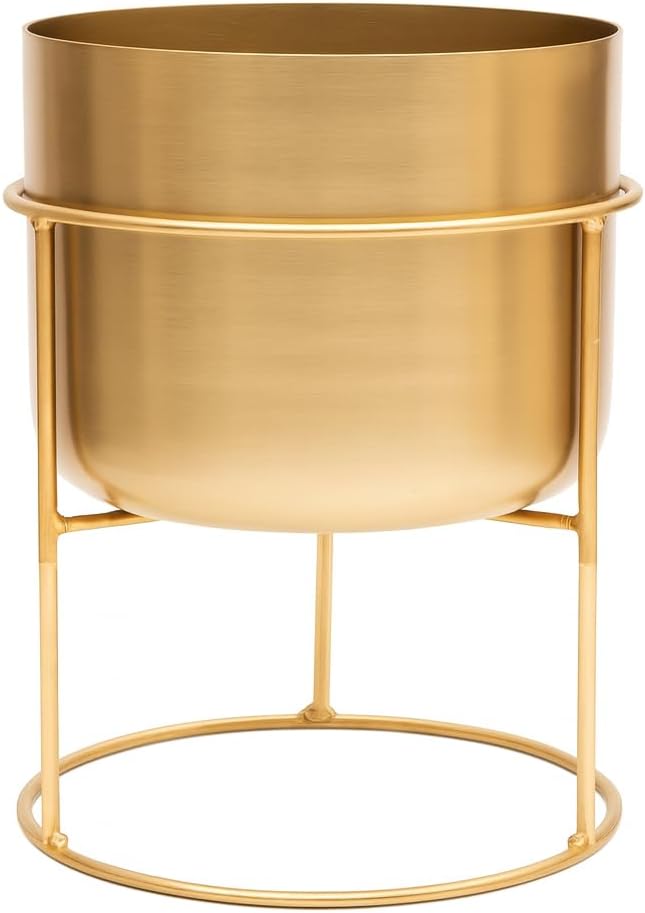 Detalle de Olly & Rose Brushed Gold Metal Plant Pot 35cm