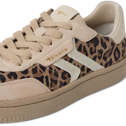 Detalle de Tamaris Damen Sneaker Leder, braun, 40 EU – bequemer Alltagsbegleiter mit Wechselsohle