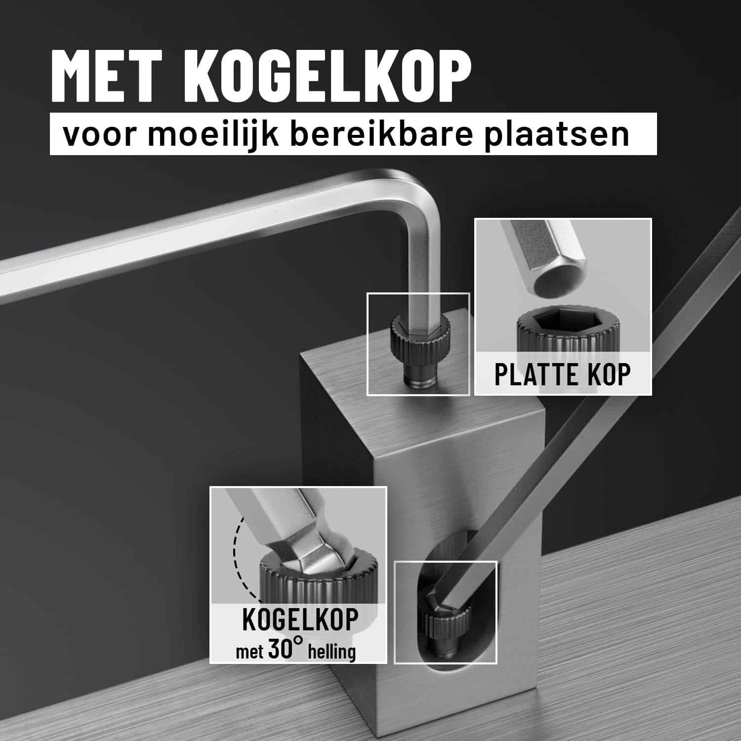 Detalle de greate 101017 inbussleutelset, 13 maten met kogelkop en opklaphouder