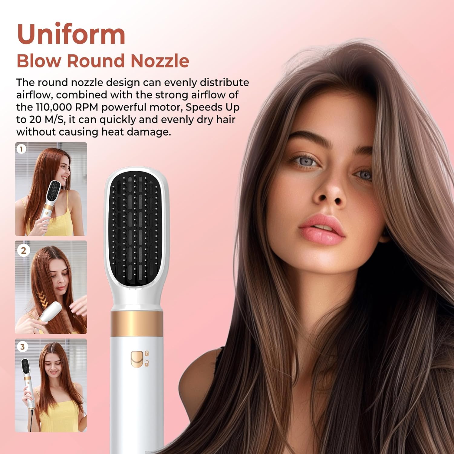 Detalle 2 de MogaWave Airbrush Hair Styler 6 in 1 Magic Styler Pro – 360° Auto Curler & Dryer for All Hair Types