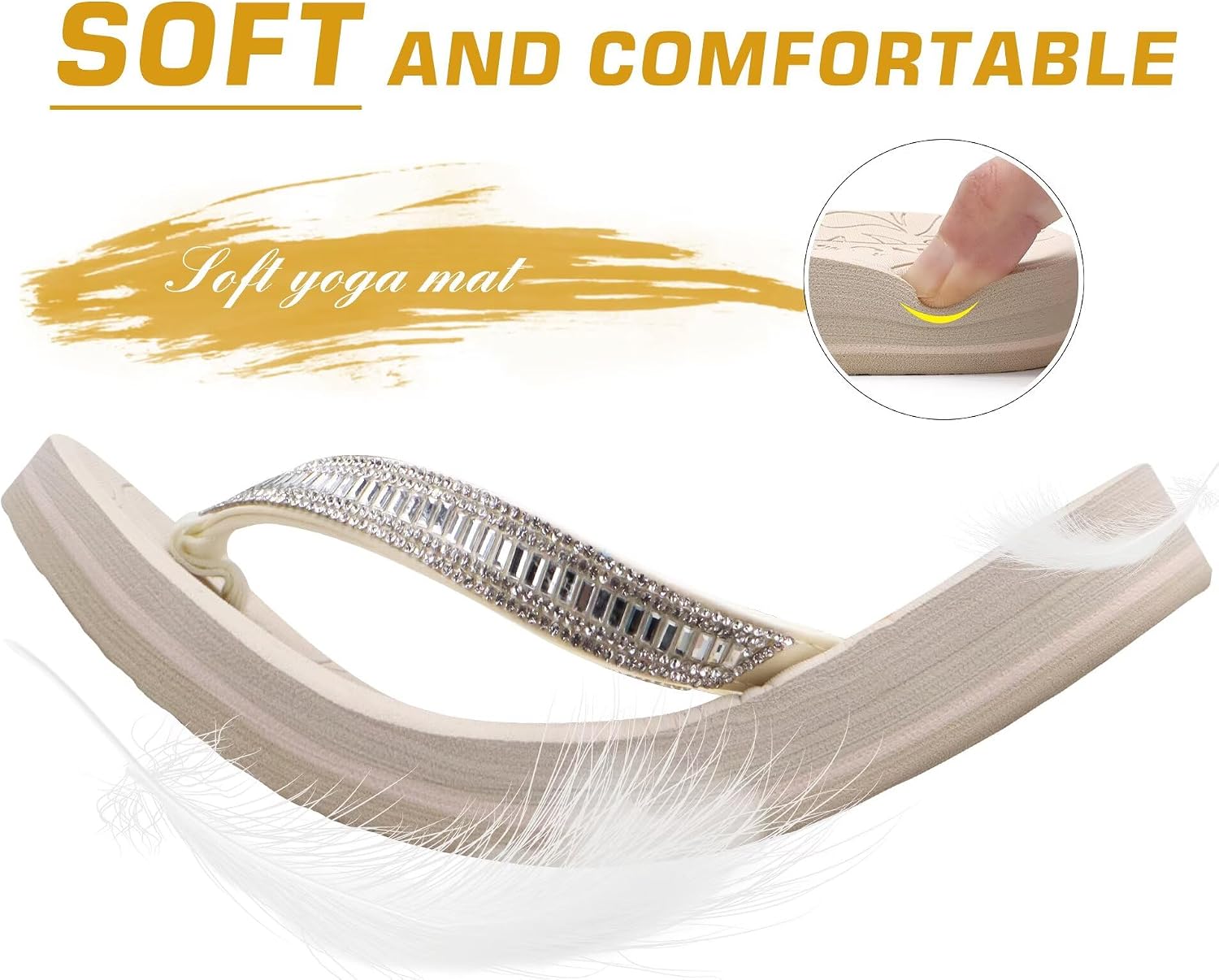 Thumbnail 6 de ONCAI Damen Zehentrenner Flip Flops mit Glitzer – Indoor/Outdoor, Orthopädie Fußgewölbe-Unterstützung, Größe 36–43