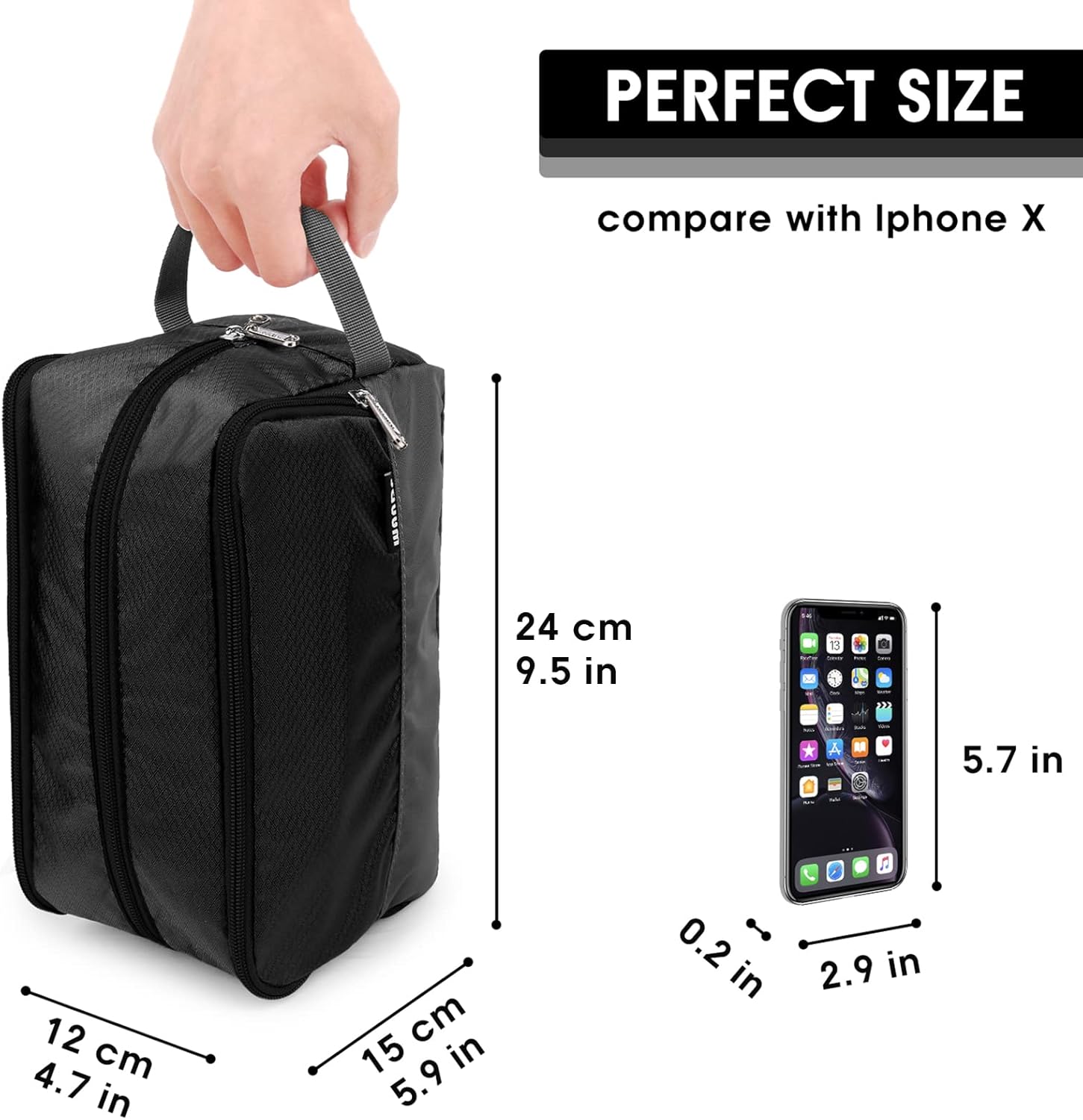 Detalle de WANDF Herren Kulturbeutel auf Reisen – leichter Toilettenorganizer mit wasserabweisendem Nylon