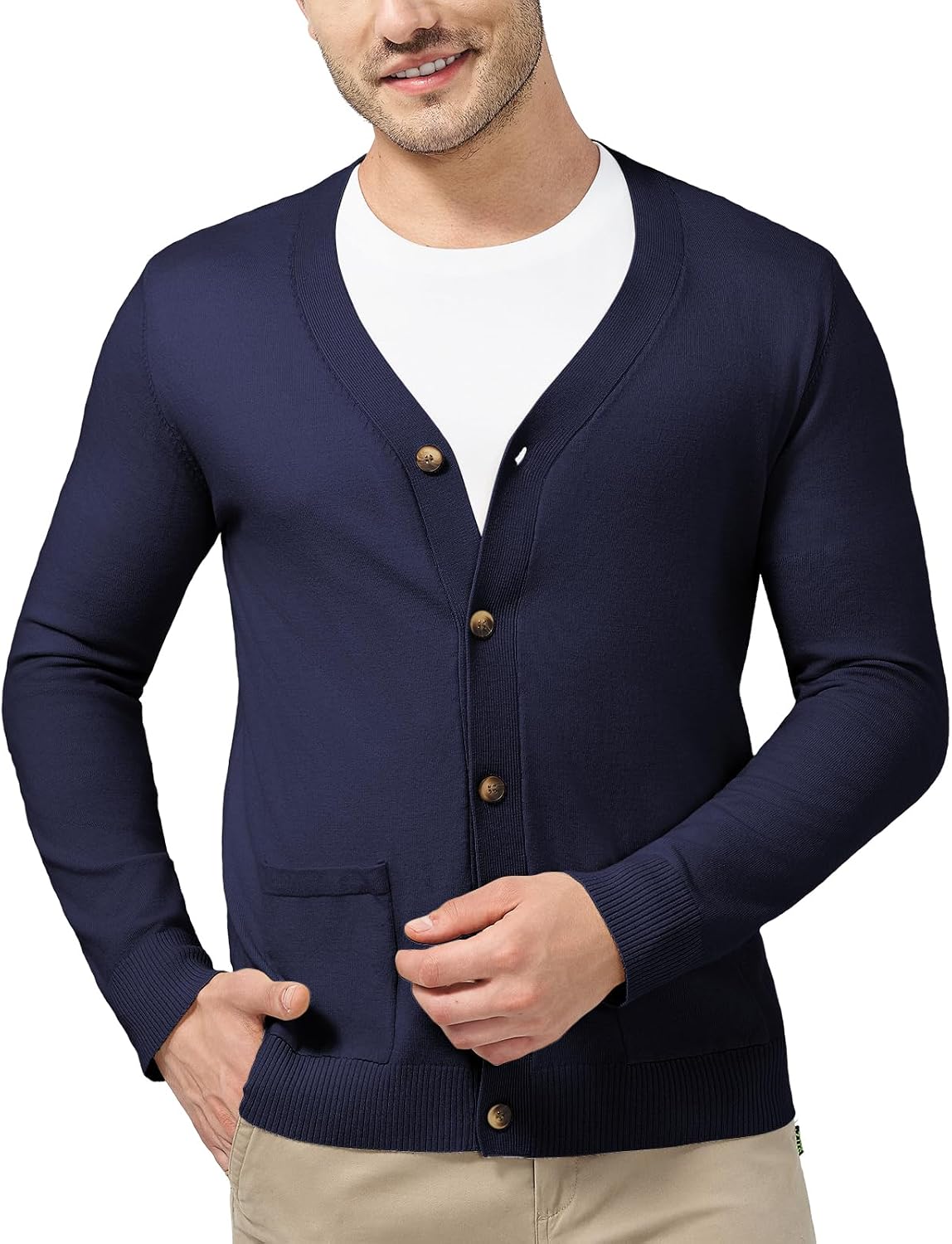 Detalle de KUYIGO Herren Strickjacke V-Ausschnitt M-3XL