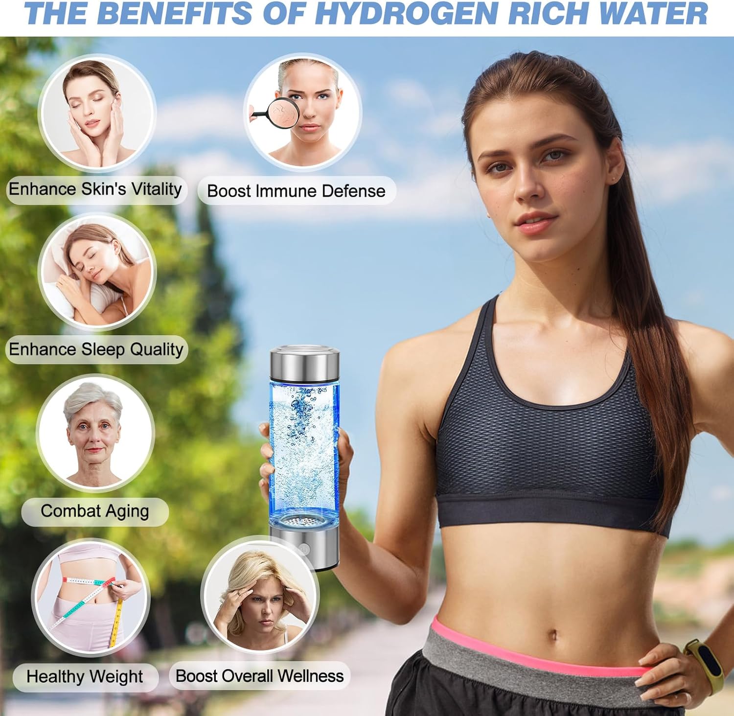 Detalle 2 de YTYOMUR Botella de Agua de Hidrógeno 430 ml