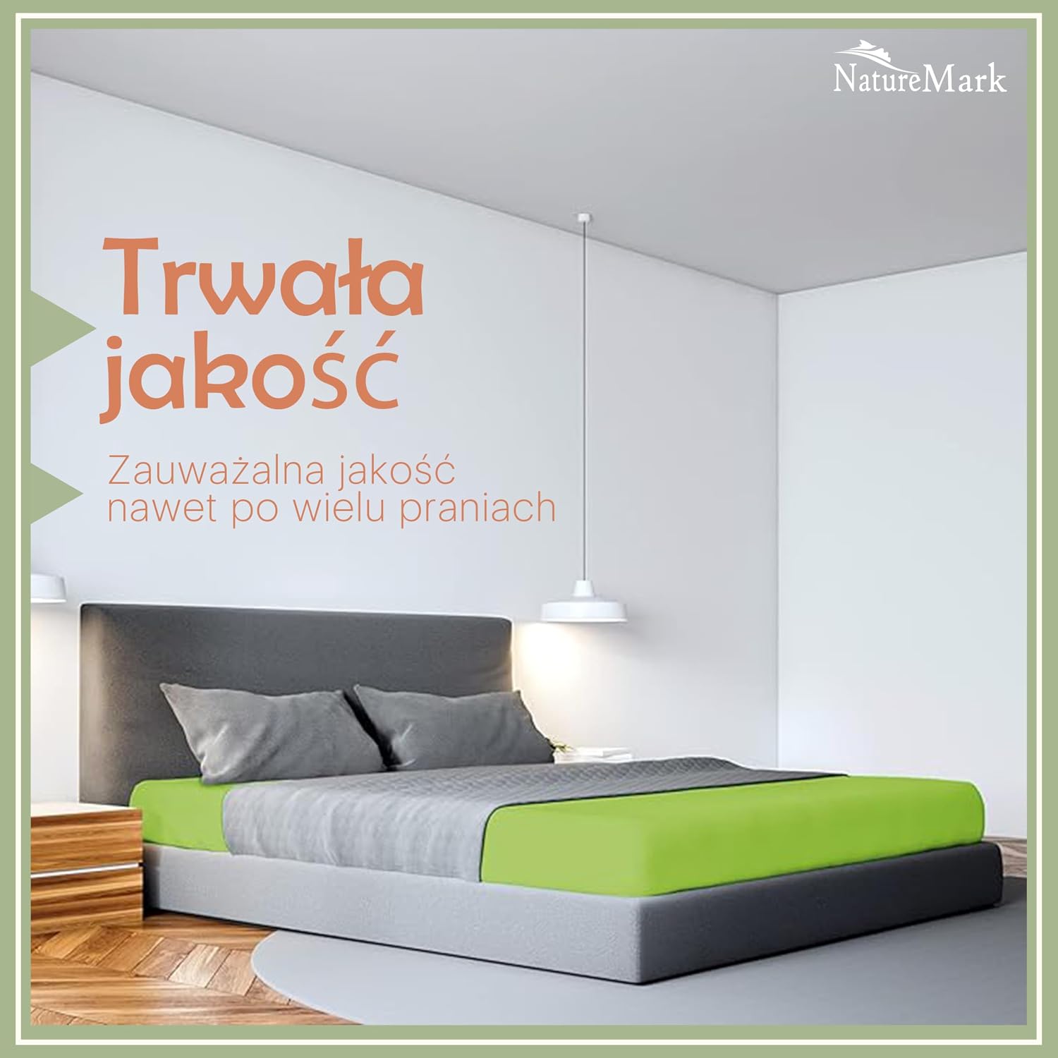 Detalle 2 de NatureMark mf_140_apfel prześcieradło z gumką 140 × 200 cm, mikrofibra, zielone jabłko