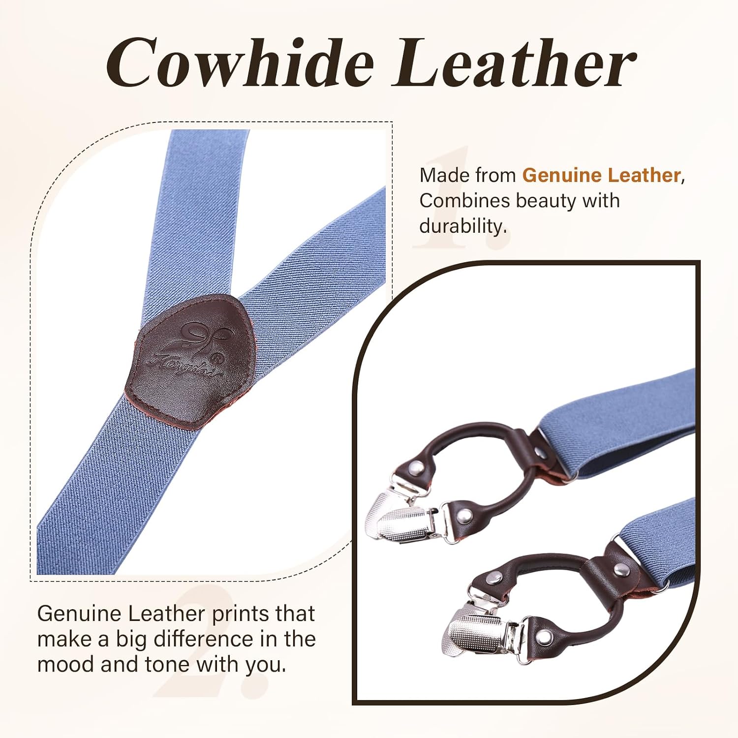 Thumbnail 1 de KANGDAI Cowhide leather braces 3.5cm