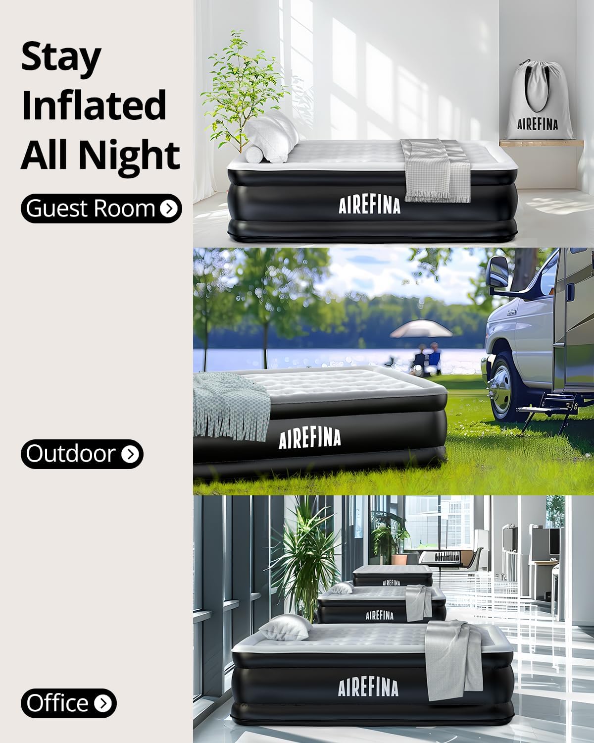 Thumbnail 6 de Airefina AF-A08 Queen Air Mattress, 18-inch Raised with Built-In Pump